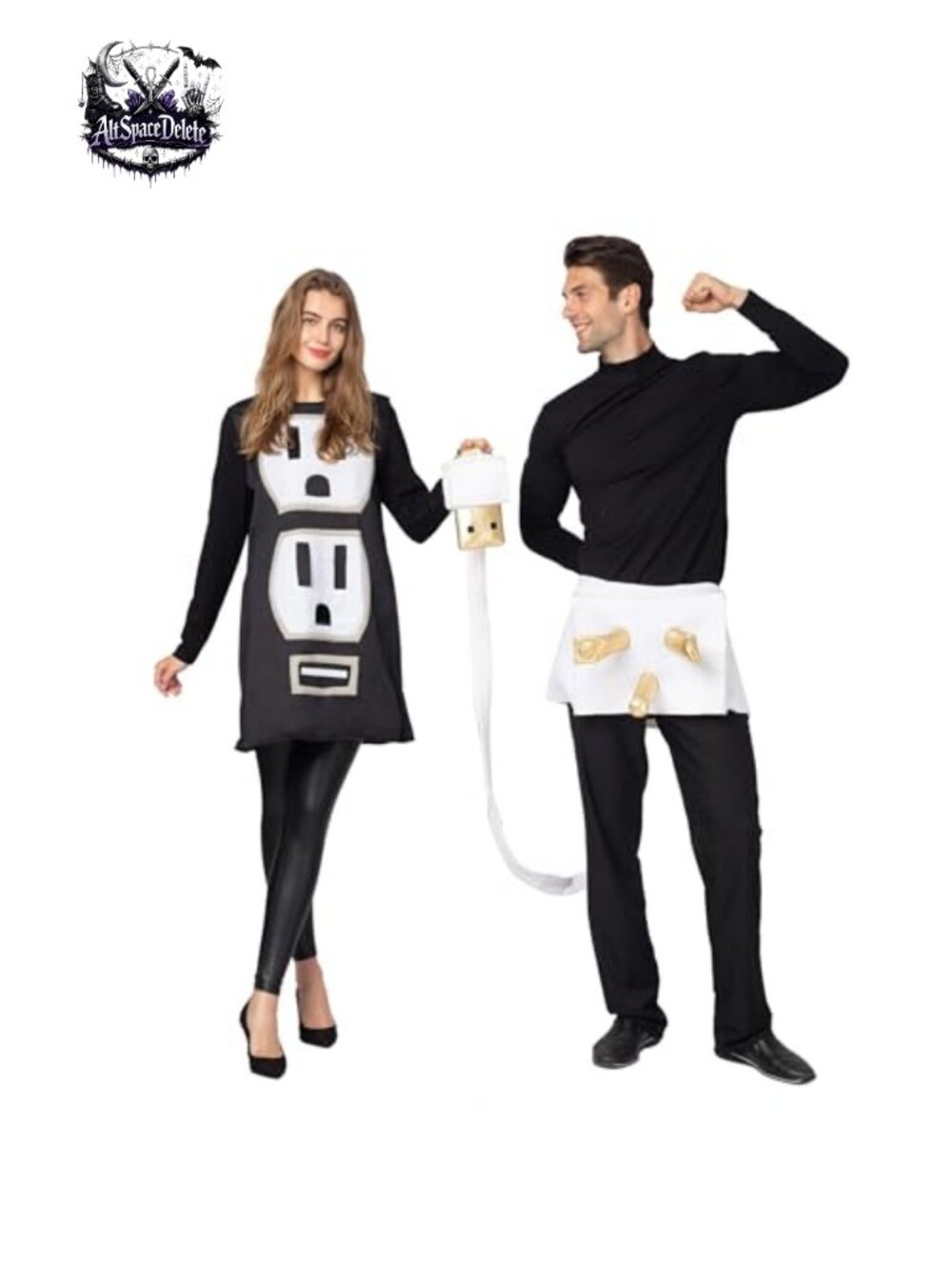Adult Couples Halloween Costume Set Outlet Dress Socket Plug Shorts USB